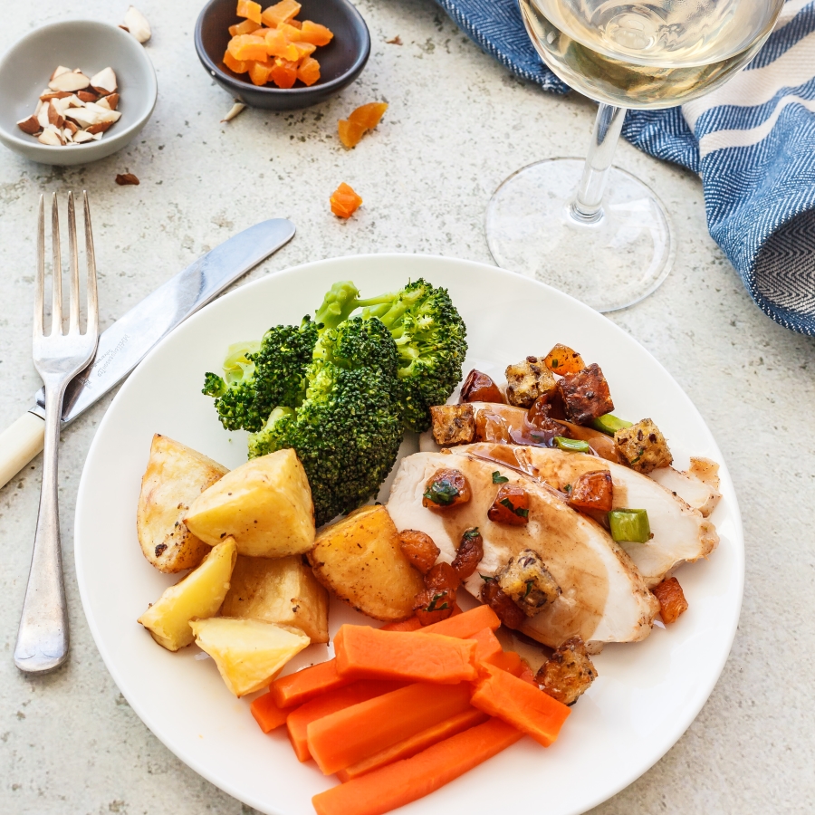 Roast Chicken Breast with Almond and Apricot Stuffing